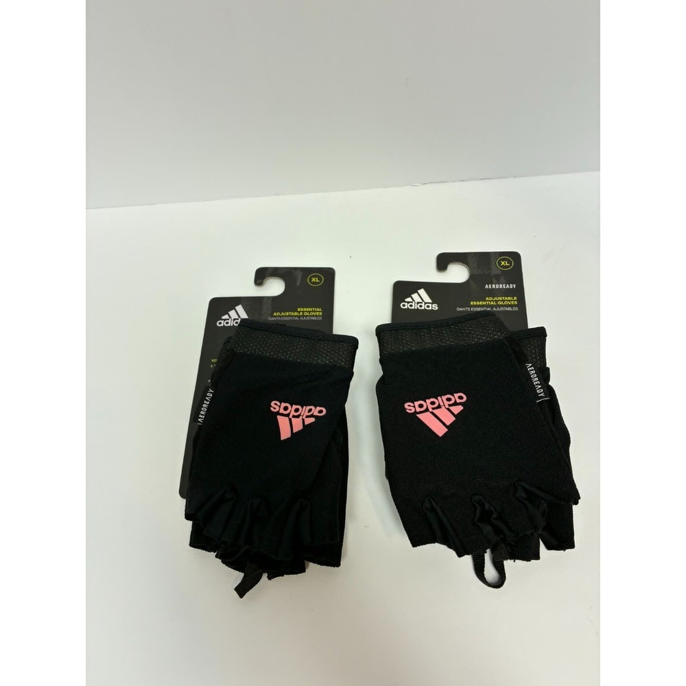 2X Adidas Essential Adjustable Training Gloves XL Black Pink Aeroready Gym